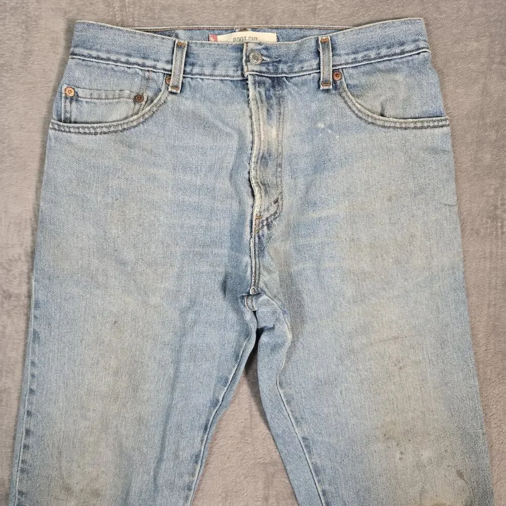 Y2K Levi’s 517 Jeans Mens 34x30 Light Wash Distressed Boot Cut Denim